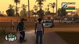 Скриншоты к игре Grand Theft Auto: San Andreas изображен главный герой на улицах  города Сан Андреас - 1